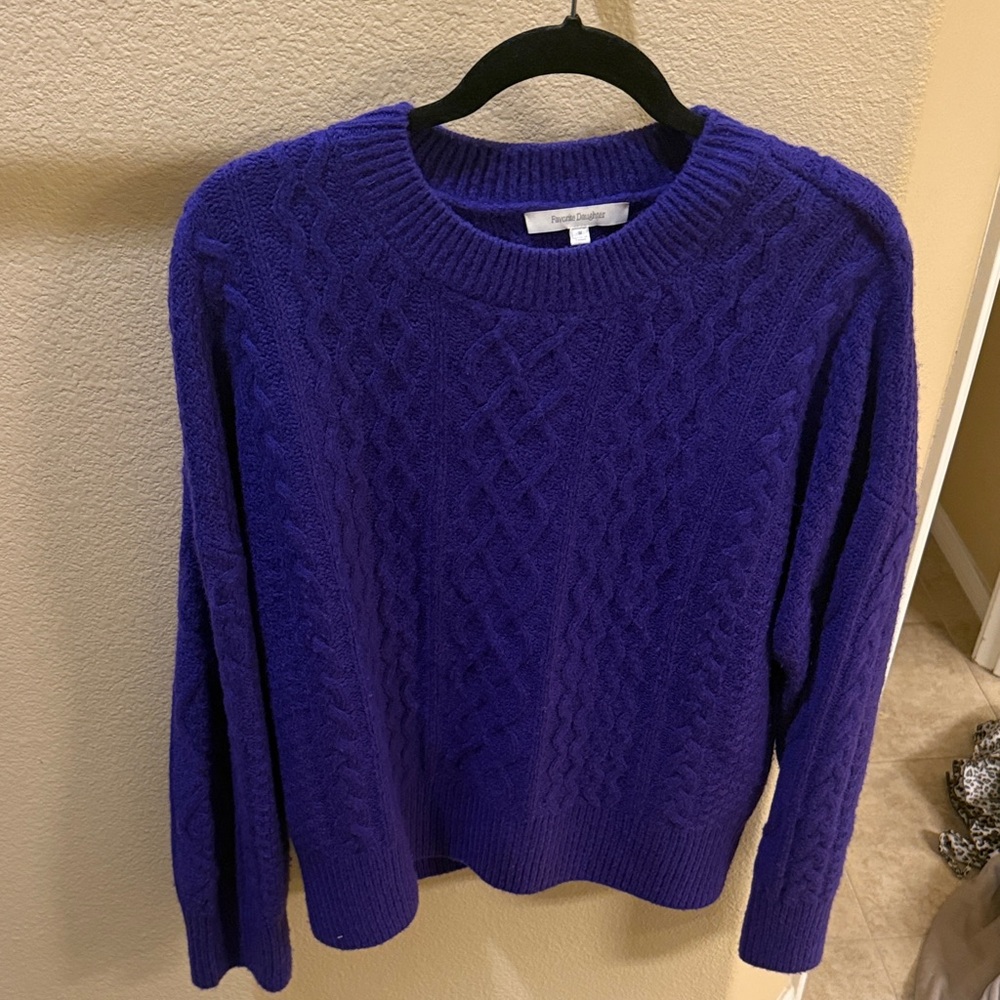 Favorite Daughter Purple Cable Knit Sweater